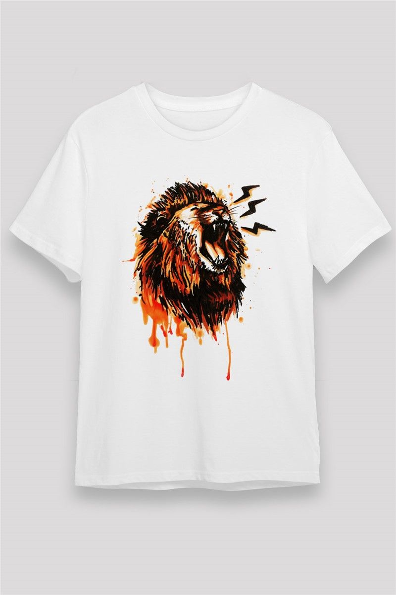 Unisex Print T-Shirt - White #373556