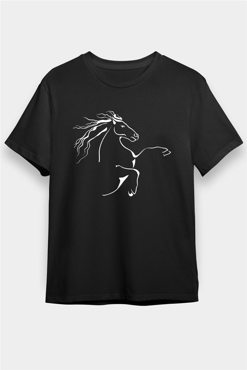 Unisex Print T-Shirt - Black #373599