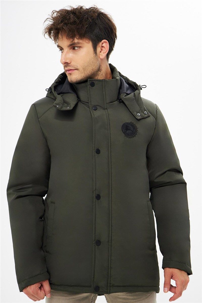 Muška vodootporna i vjetrootporna jakna s kapuljačom koja se skida - kaki #410449