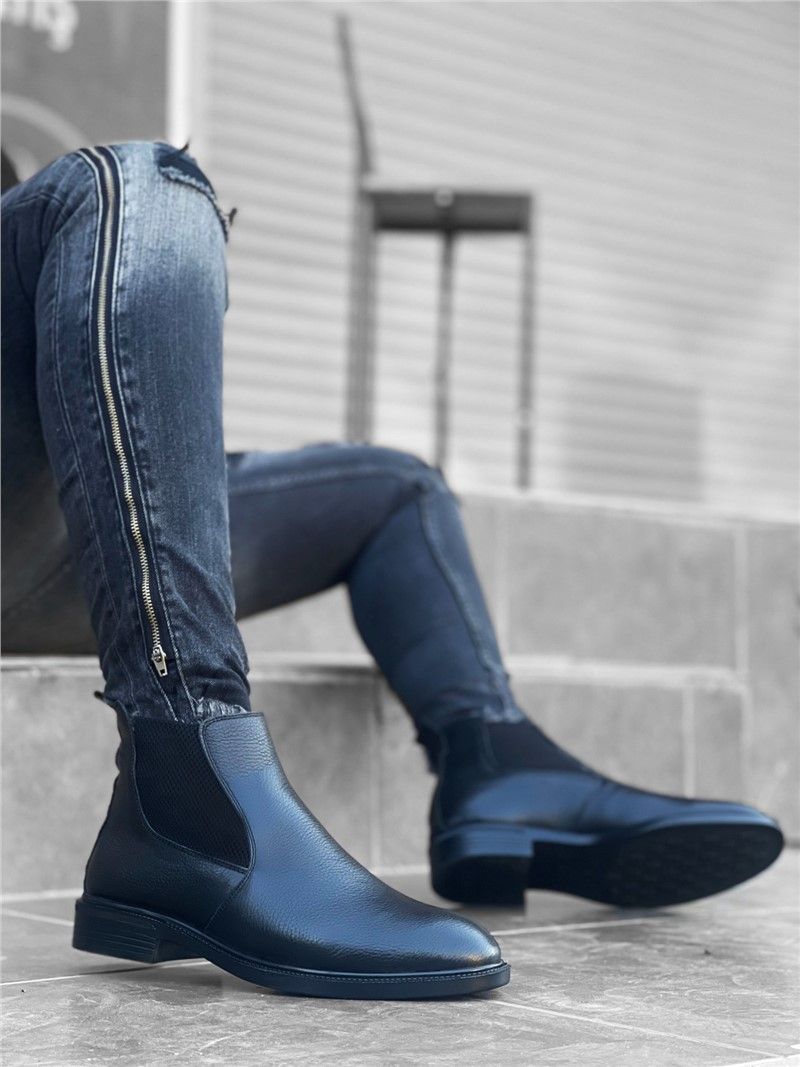 Men's Genuine Leather Boots BA0211 - Dark Blue #359007