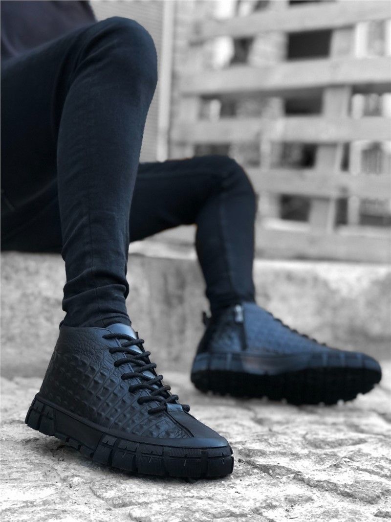 Men's Genuine Leather Boots BA0215 - Black #361667