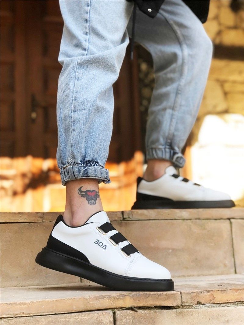 Men's casual shoes BA0329 - Black and White #328430