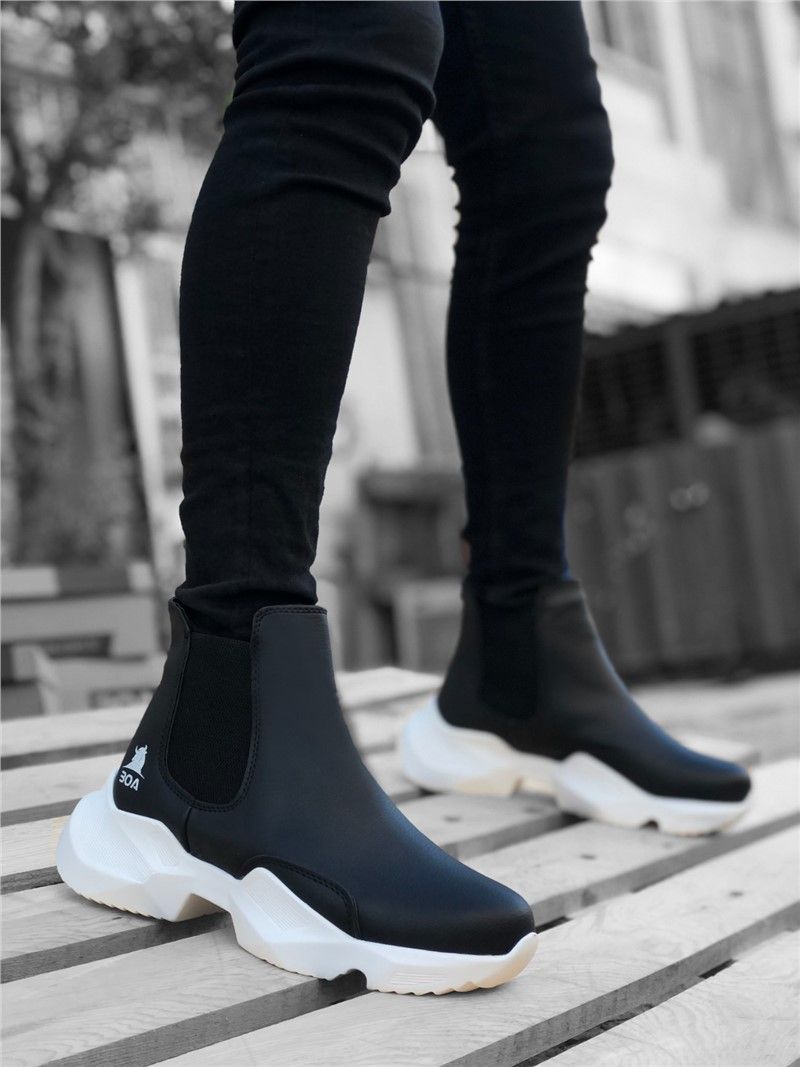 Men's Sports Boots with Side Elastics BA0444 - Black #362098
