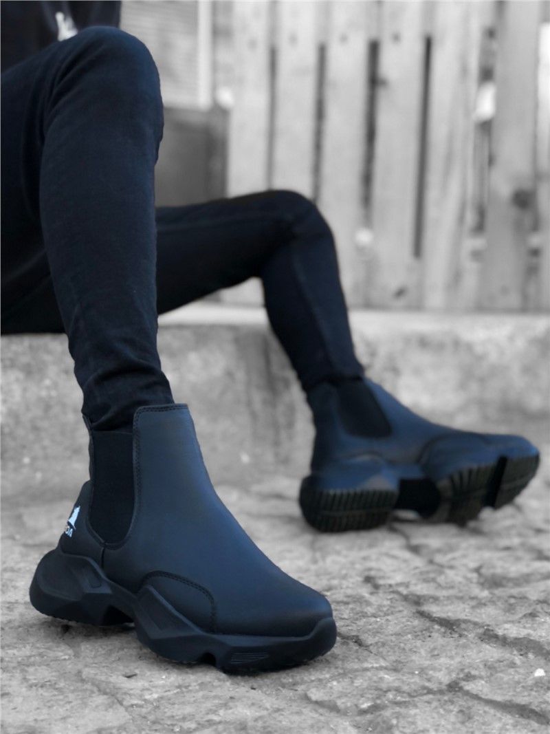 Men's Sports Boots with Side Elastics BA0444 - Black #362099