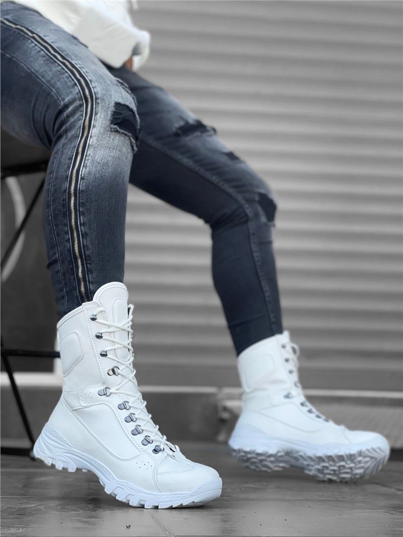 Men's Athletic Lace Up Boots BA0605 - White #362666