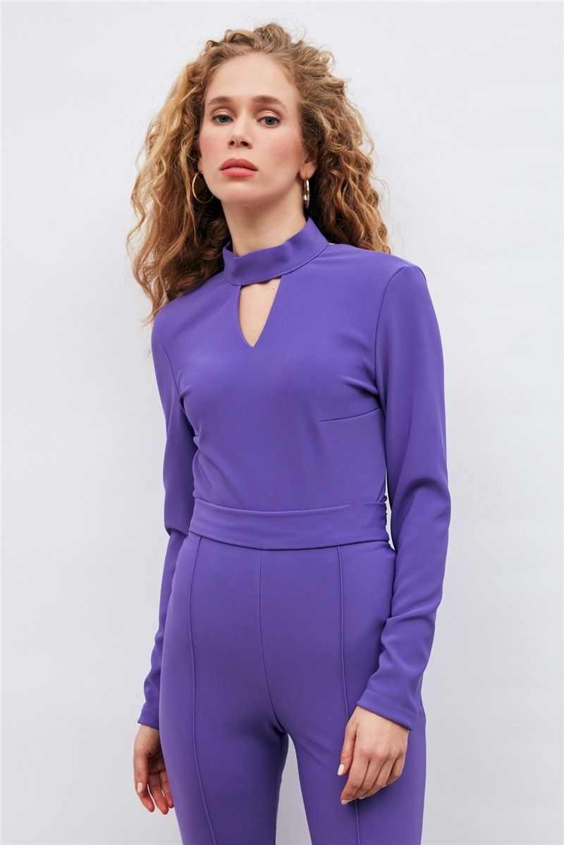 Ženska bluza-bodi s ravnom kragnom - Ljubičasta #371156