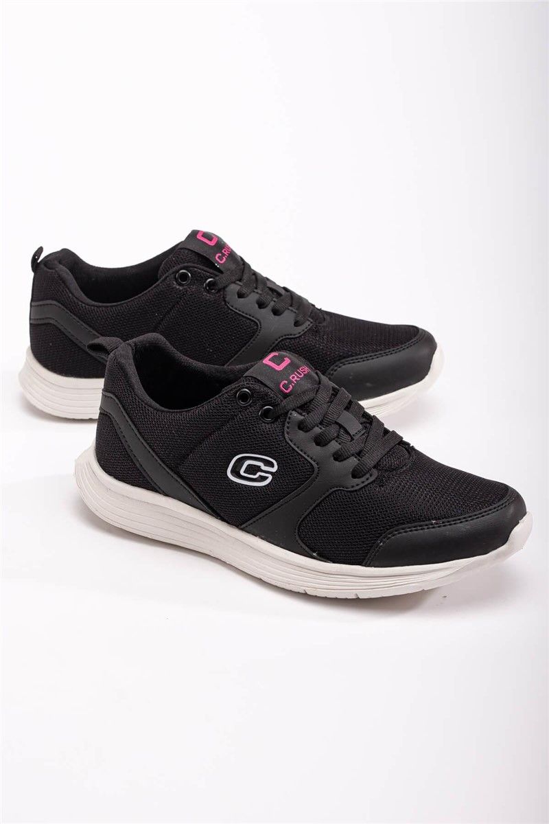Women's Lace Up Sports Shoes - Black #370752