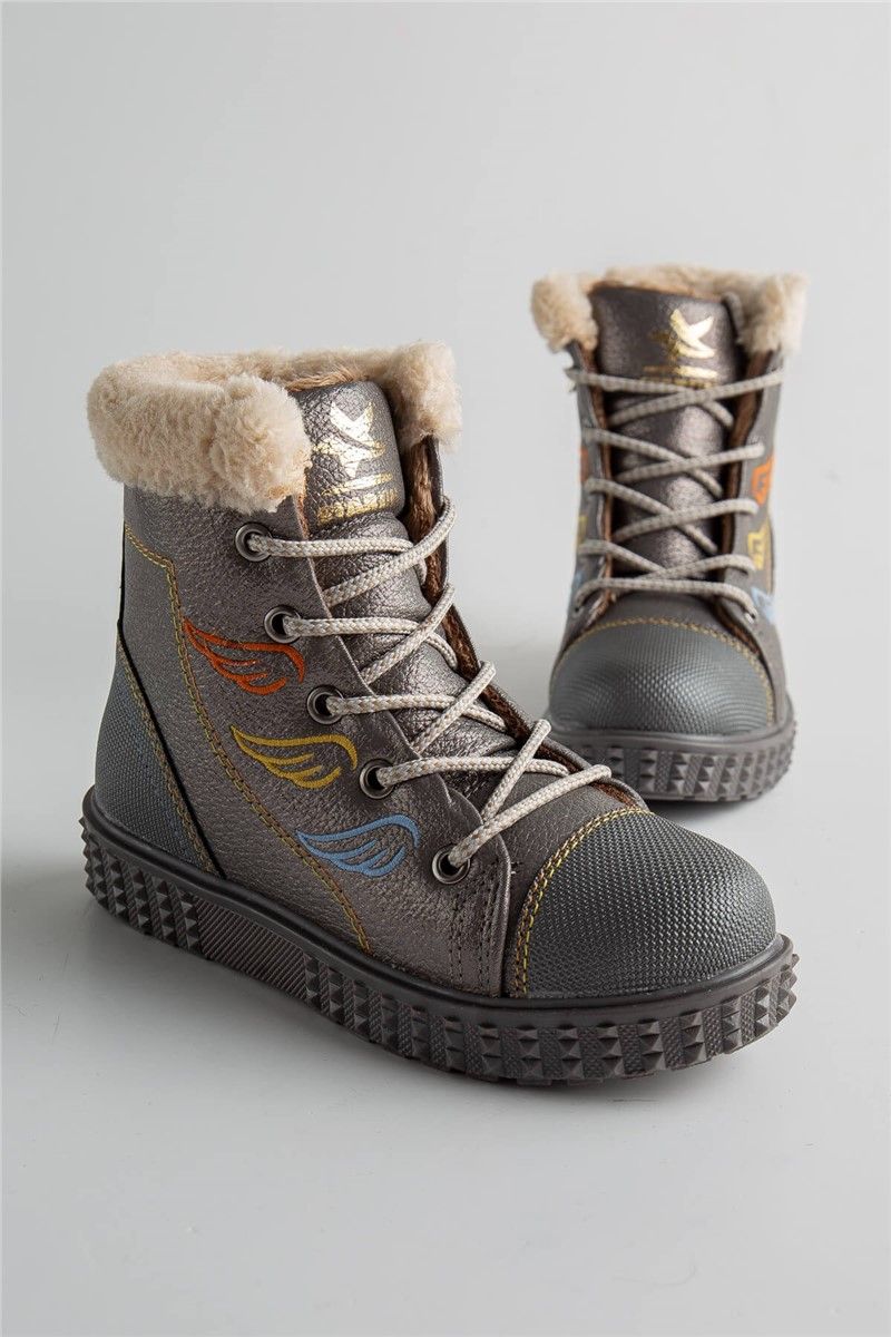 Kids Lace Up Boots 26-30 - Platinum Color #362437