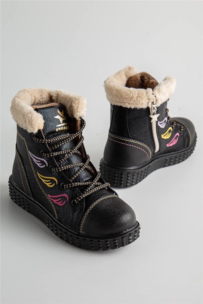 Kids Lace Up Boots 26-30 - Black #362442