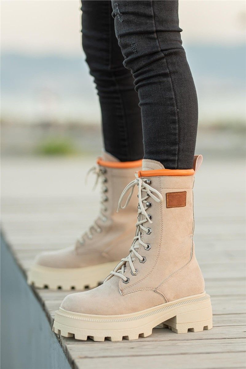 Women's Suede Boots - Beige #358774