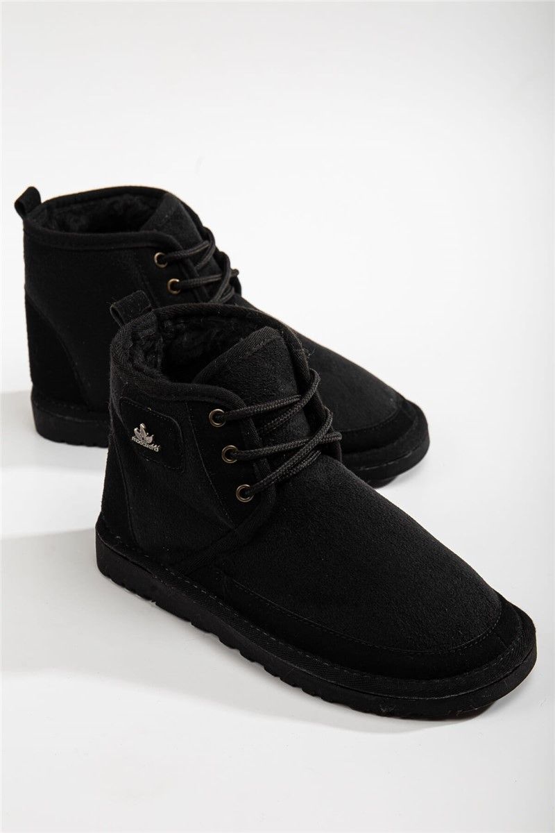 Women's Lace Up Suede Boots - Black #365454
