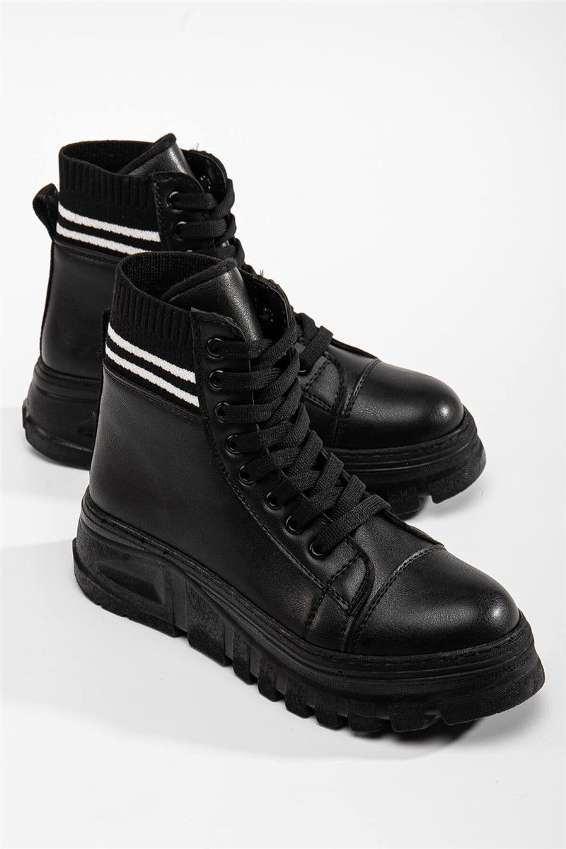 Women's Lace Up Boots - Black #365442