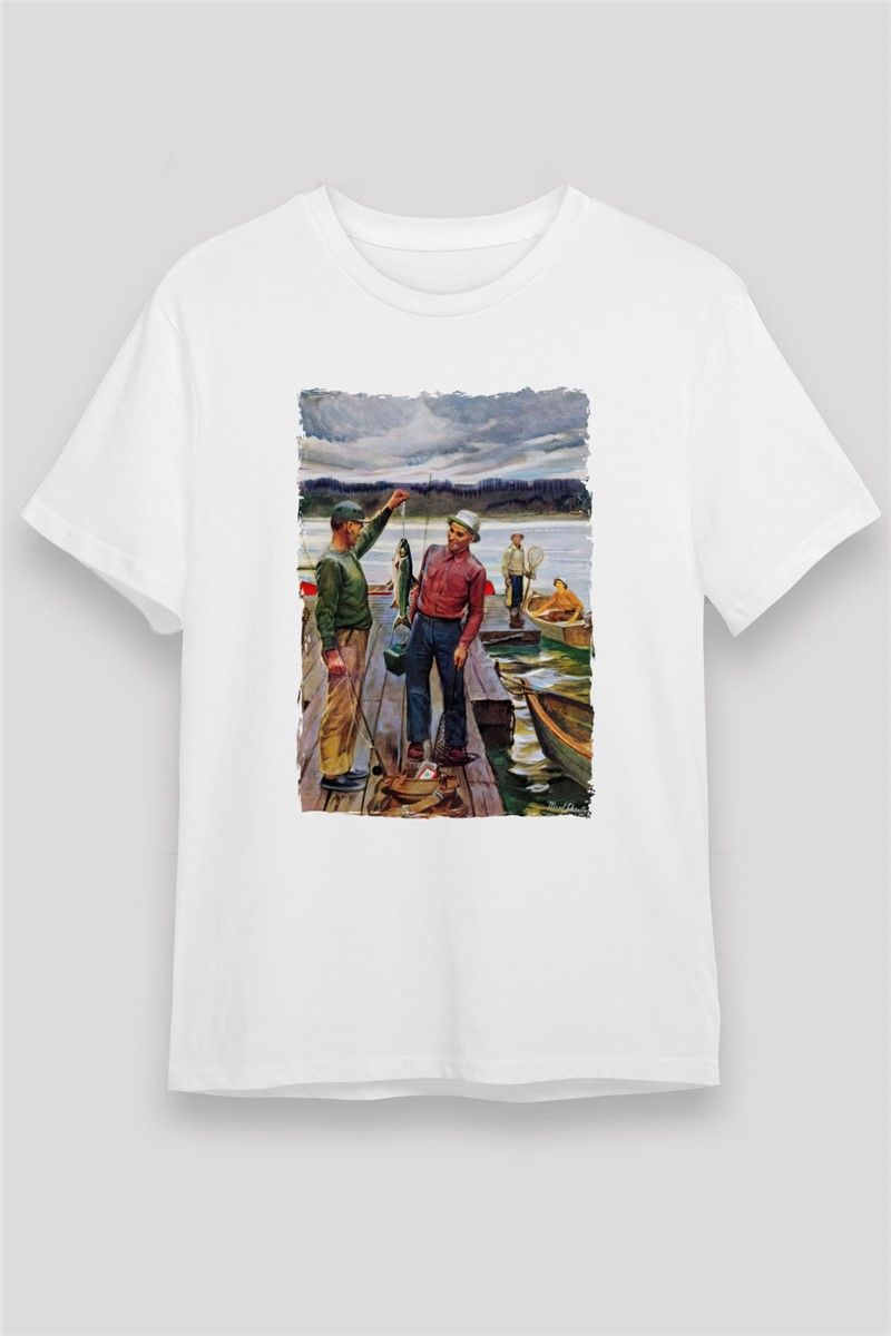 Unisex Print T-Shirt - White #372642