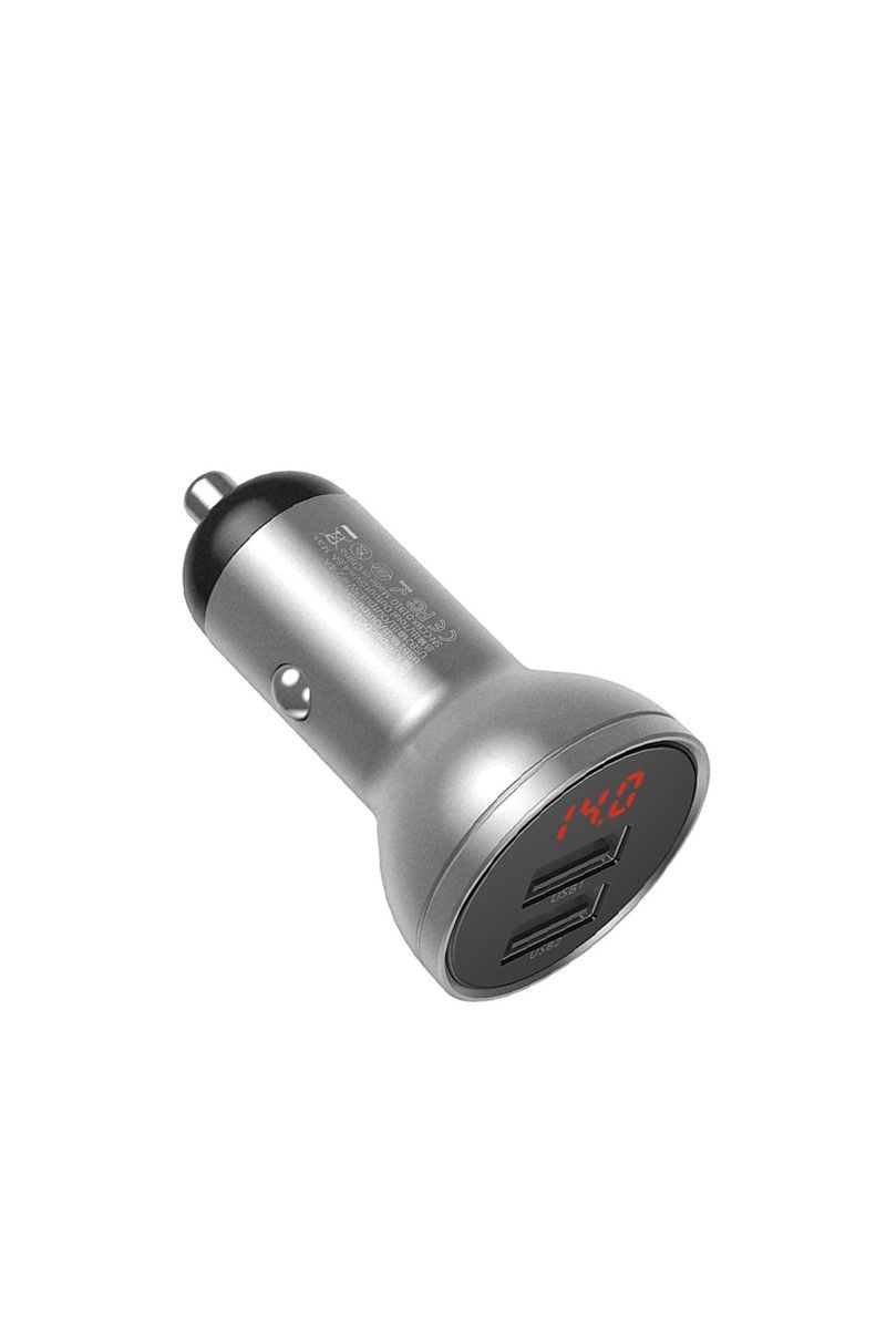 BASEUS doppio caricabatteria USB per auto con display digitale - 4.8A Silver 734223