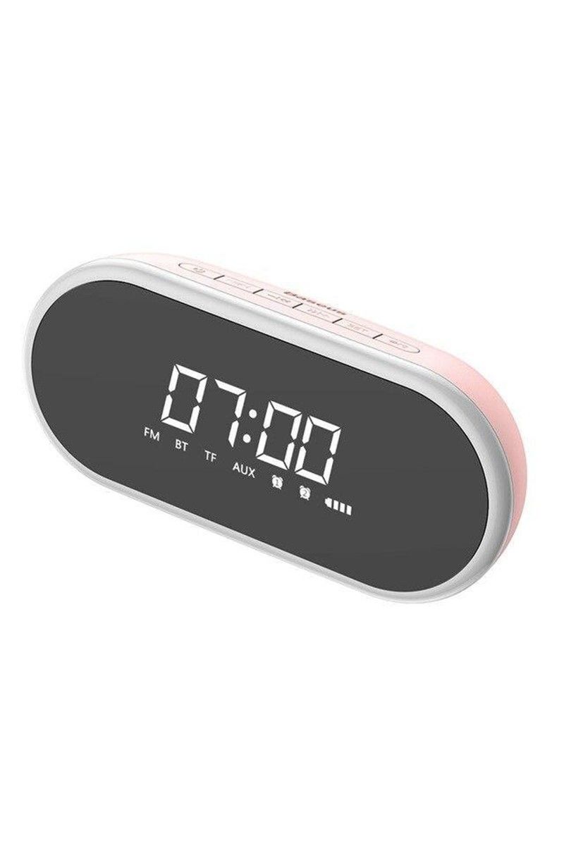 Baseus Wireless Bluetooth Speaker with Alarm Clock, FM Radio and LED Display - Pink 2115387547
