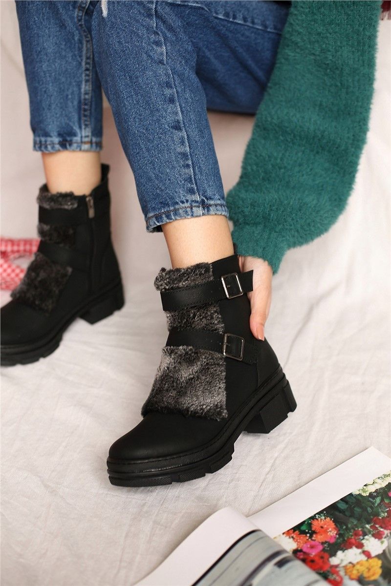 Women's Fur Boots - Black #298325