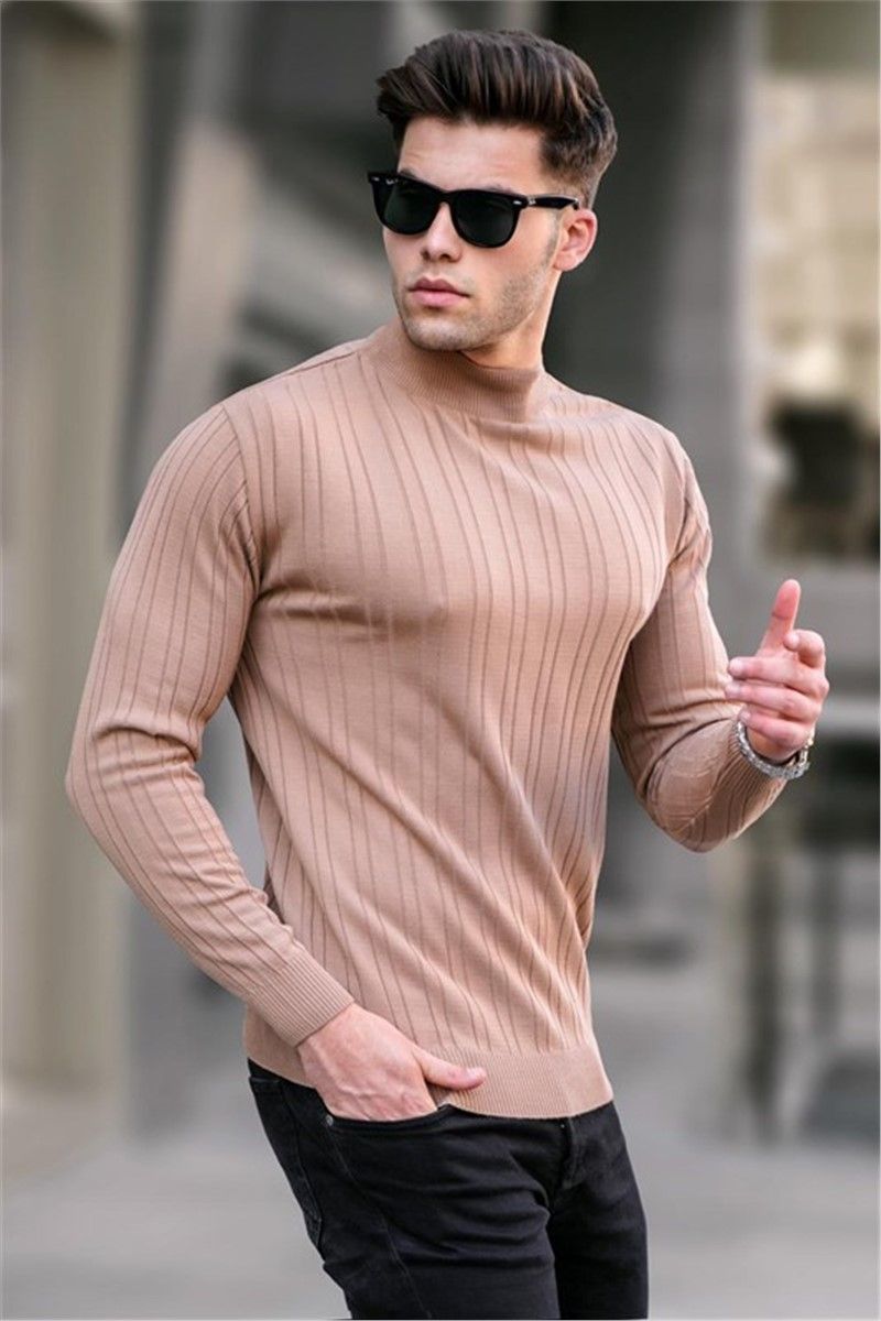 Muški pleteni džemper 5786 - tamno bež #334282