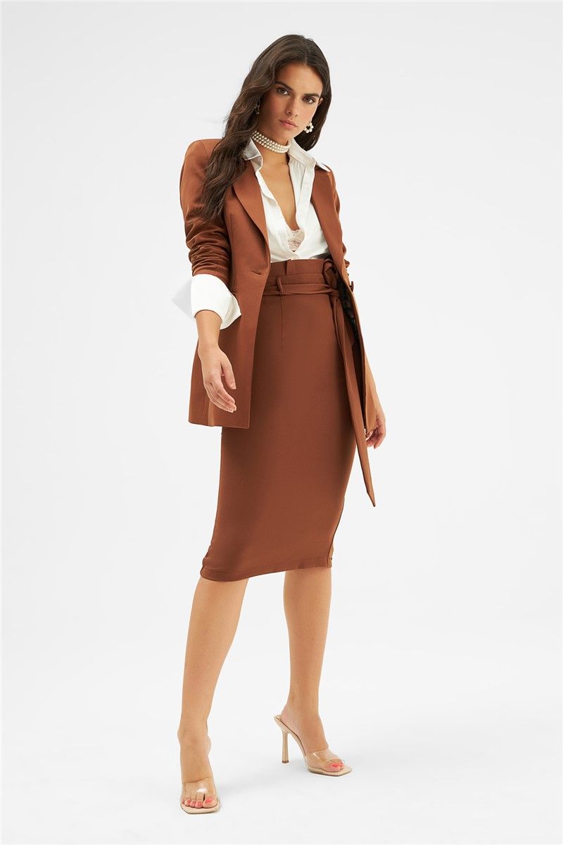 Women's Fitted Skirt - Brown #361217