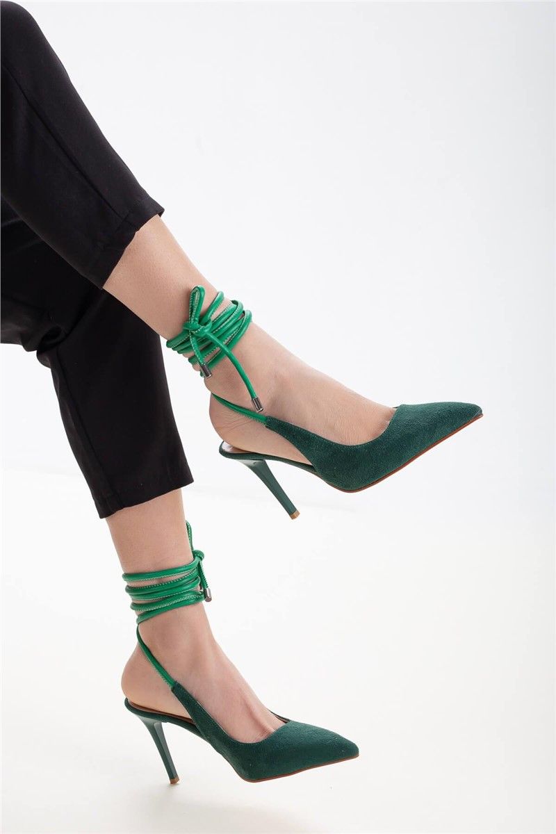 Women's Suede Lace Up Sandals - Green #370695