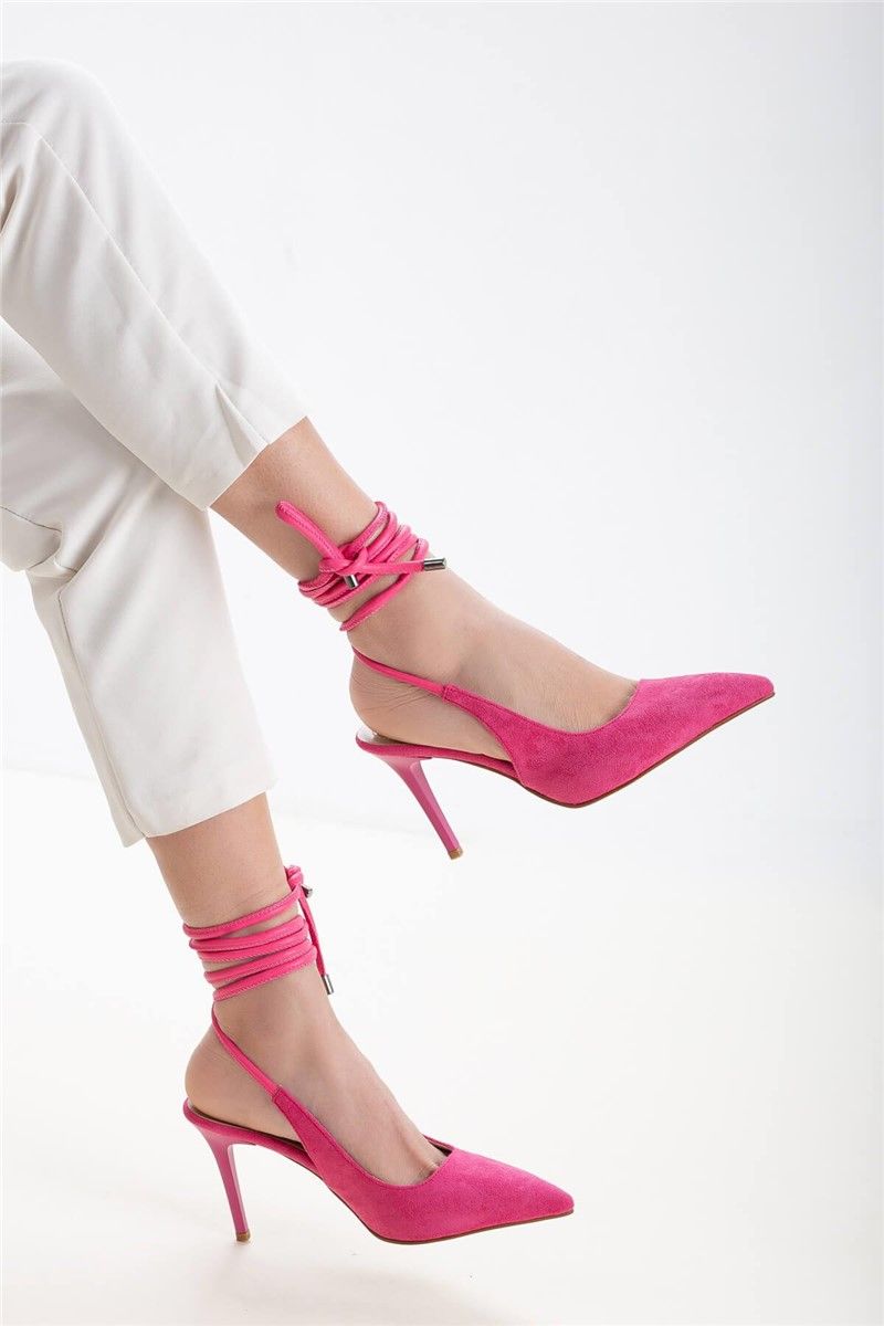 Women's Suede Lace Up Sandals - Hot Pink #370696