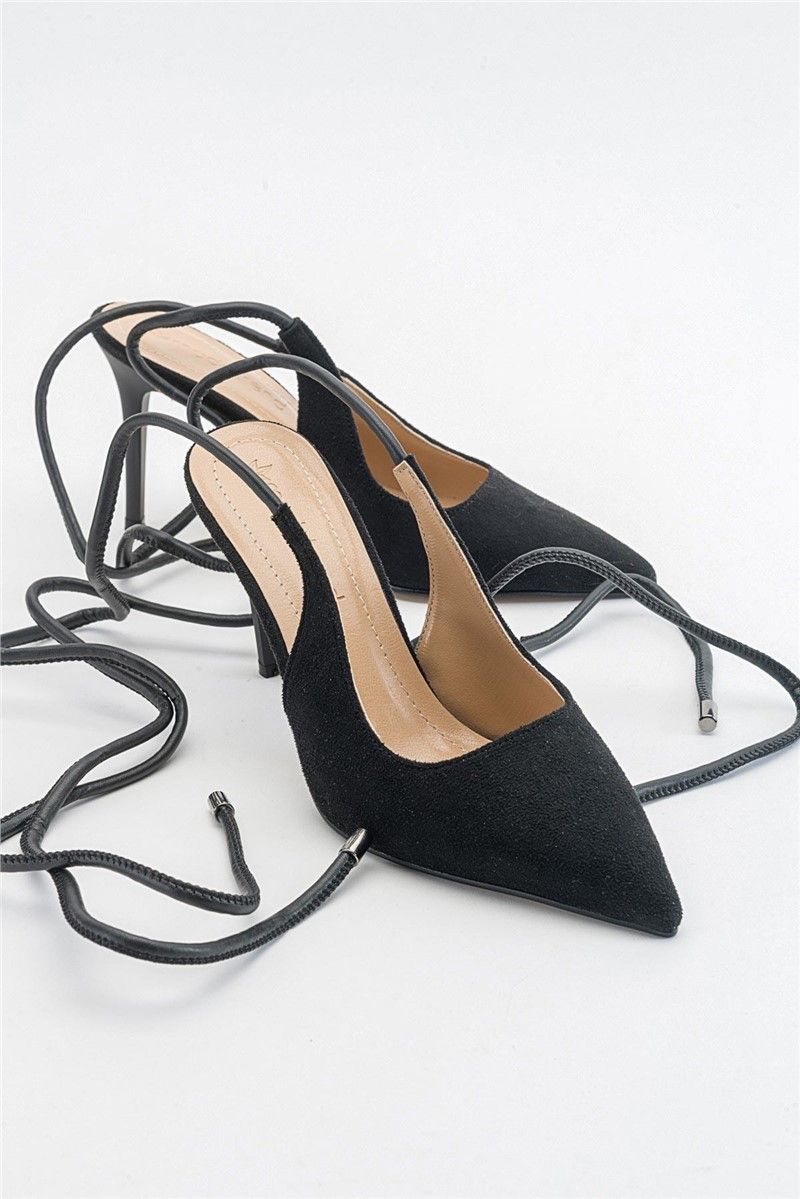 Women's Suede Lace Up Shoes - Black #371248