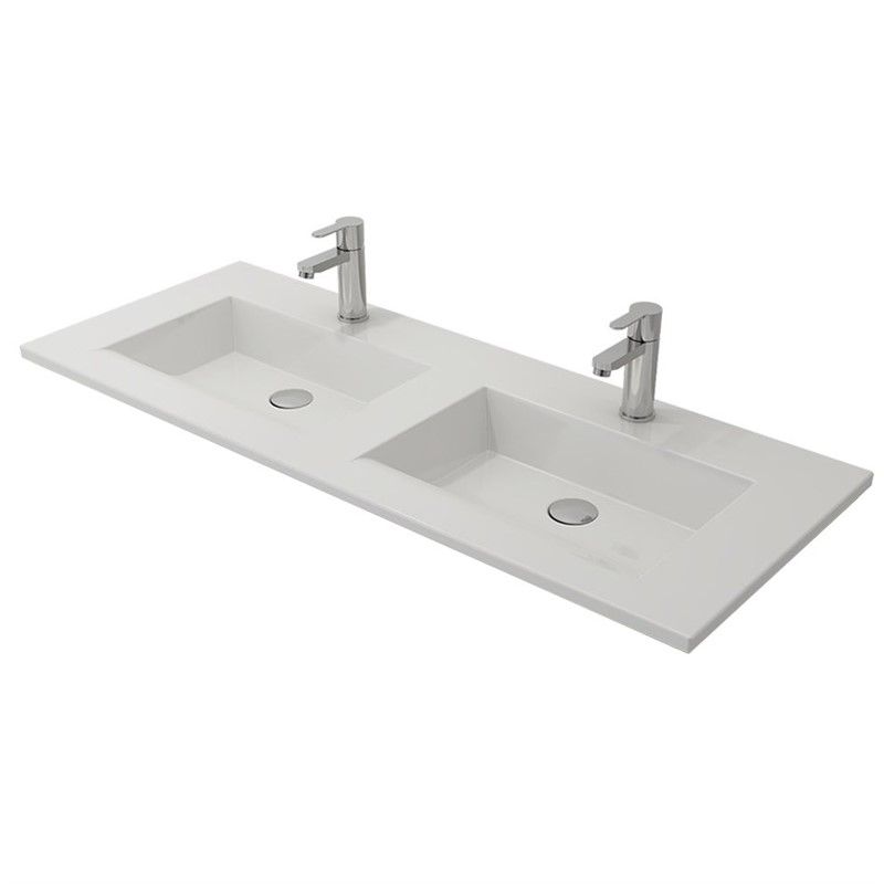 Bocchi Milano Double Countertop Sink 120cm - White #338190