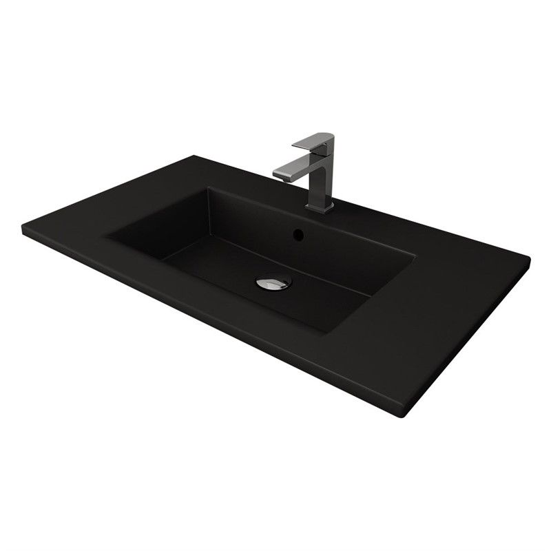 Bocchi Milano Bathroom Sink 80cm - Matte Black #338185