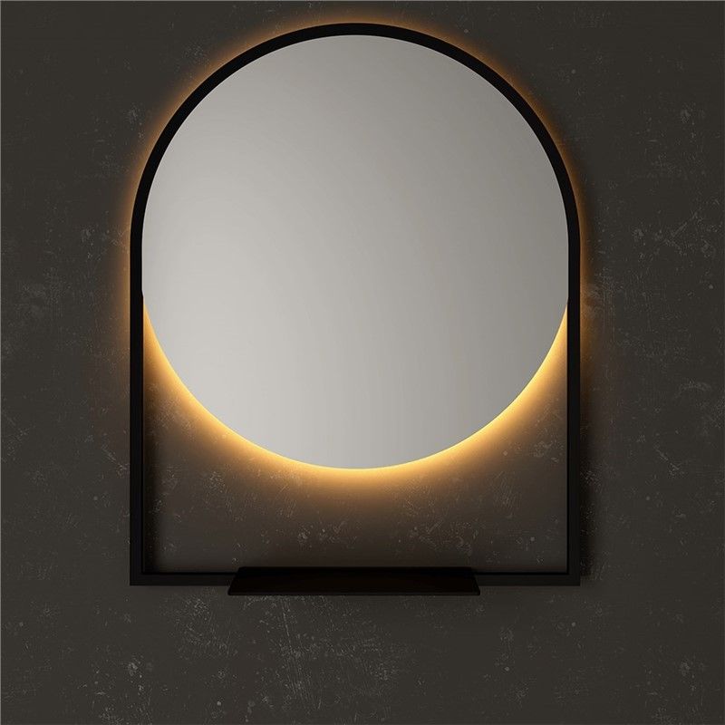 Boden 60 Diameter Oval Led Mirror With Metal Frame Shelf - #349653