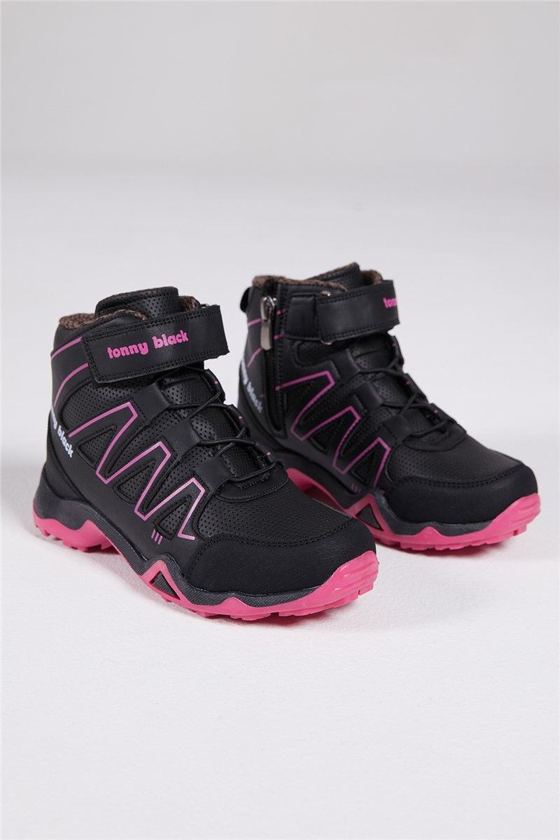Tonny Black Children's Boots - Black, Pink #320616