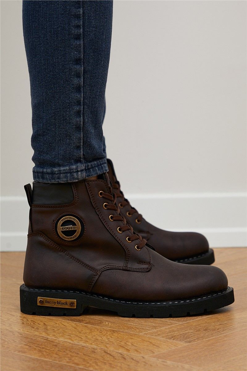 Tonny Black Men's Combat Style Boots - Brown #319553