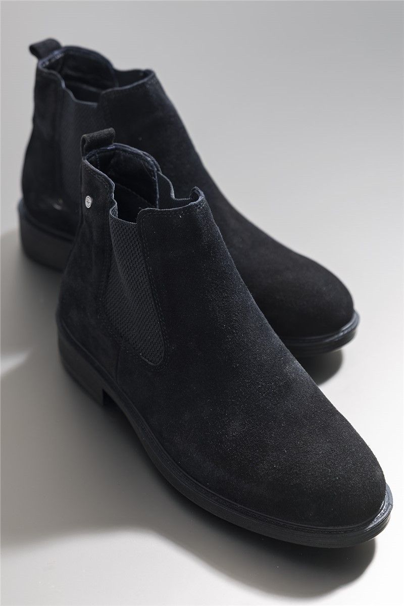 Men's Real Suede Chelsea Boots - Black #272737
