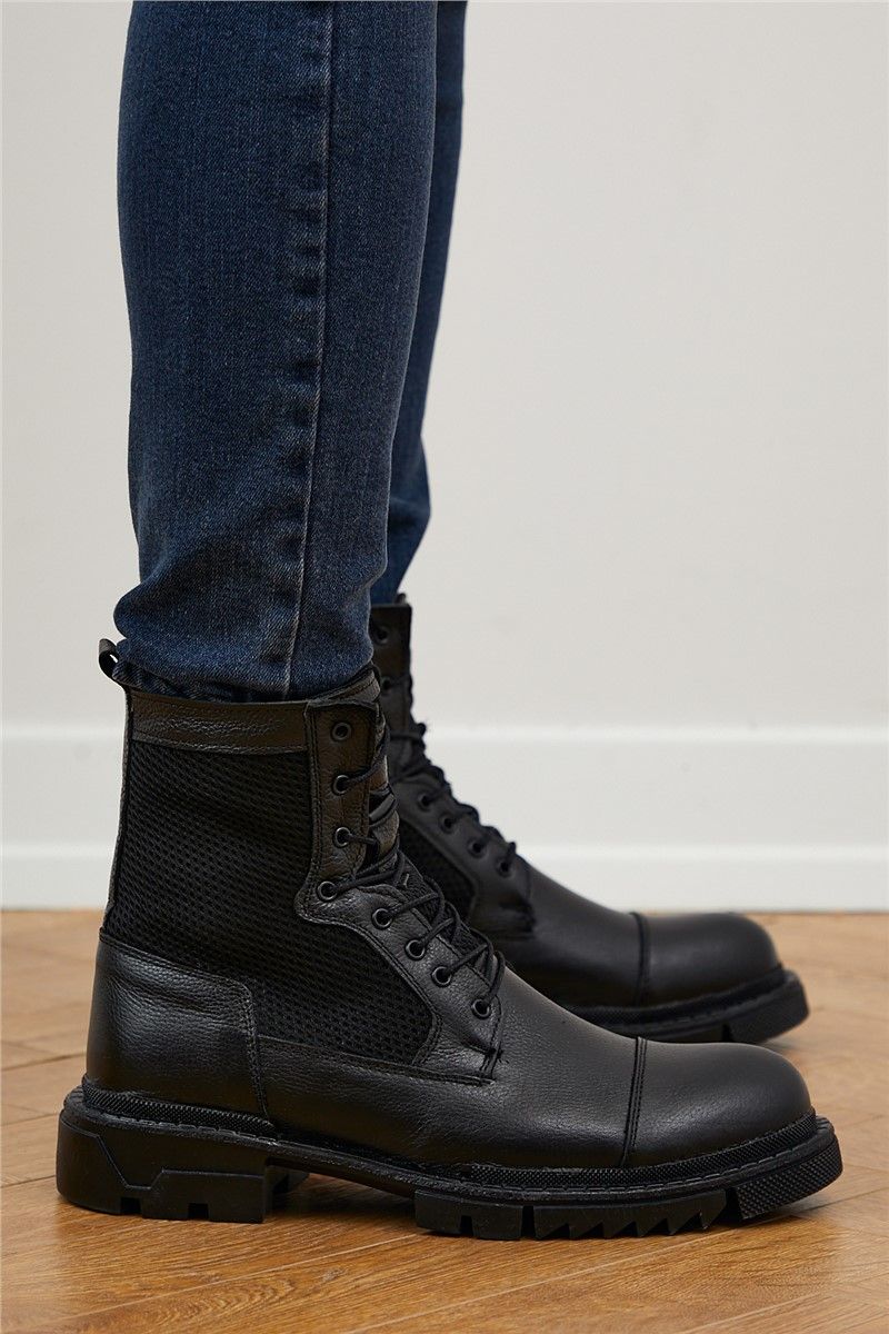 Tonny Black Men's Real Leather Boots - Black #310756