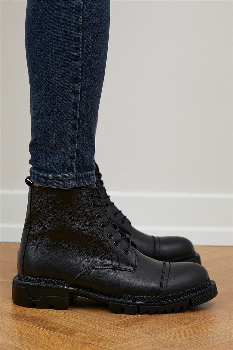 Tonny Black Men's Real Leather Boots - Black #311031
