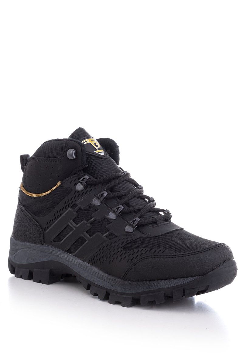 Tonny Black Unisex Hiking Boots - Black, Yellow #273076