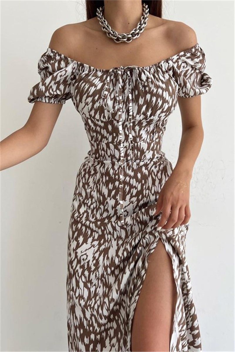 Women's Slit Dress MG1555 - Brown #358008