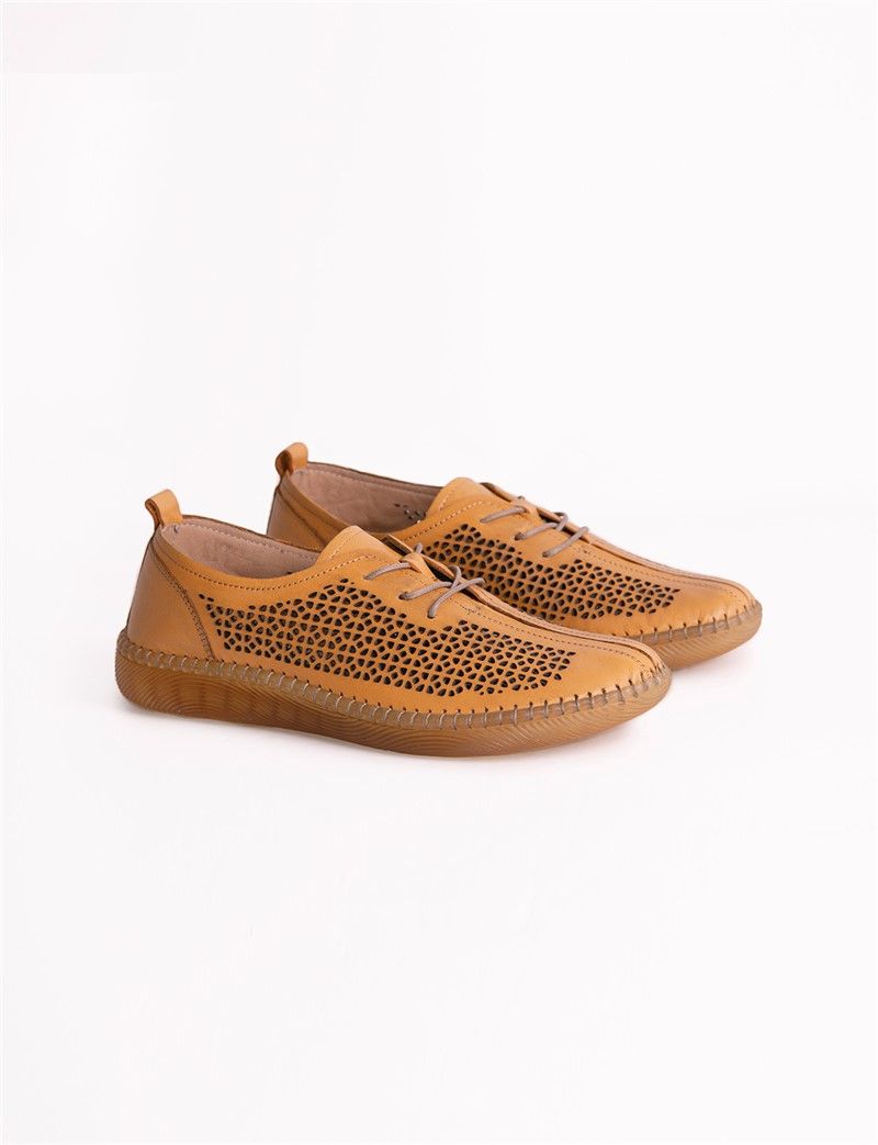 Women's Real Leather Shoes - Mustard #318898