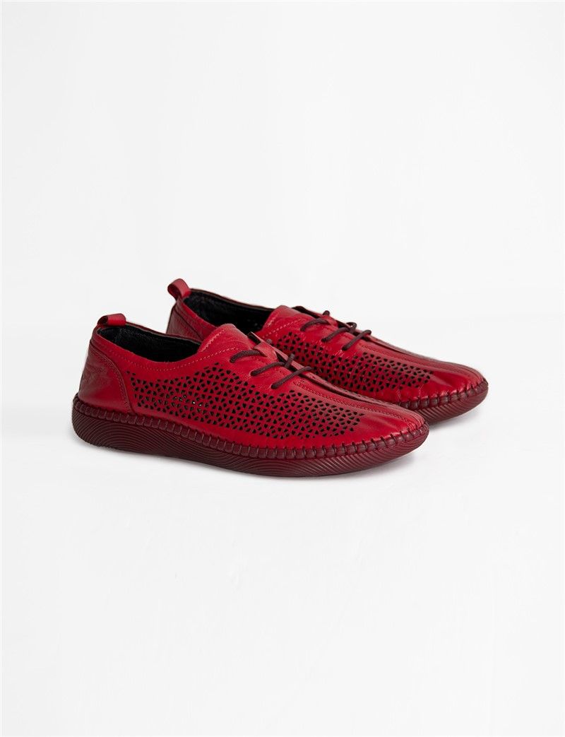 Women's Real Leather Shoes - Red #318900