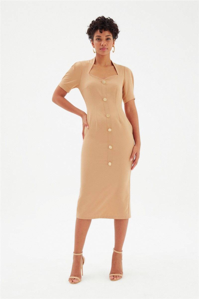 Women's Fitted Dress - Camel #334247
