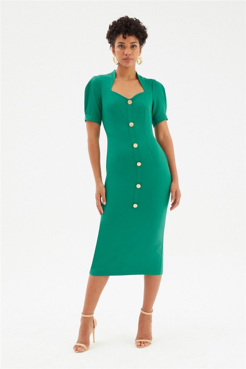 Women's Fitted Dress - Green #334248