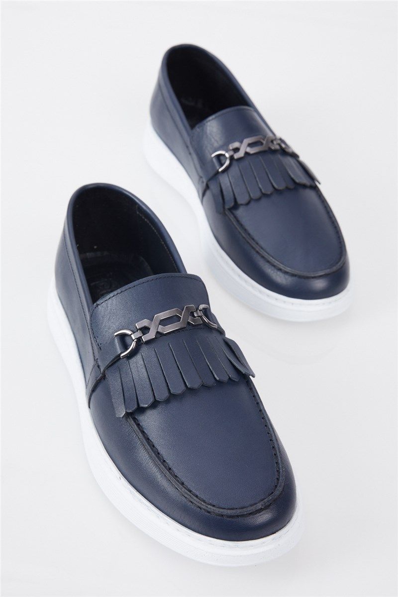 Men's Genuine Leather Loafers - Dark Blue #401227