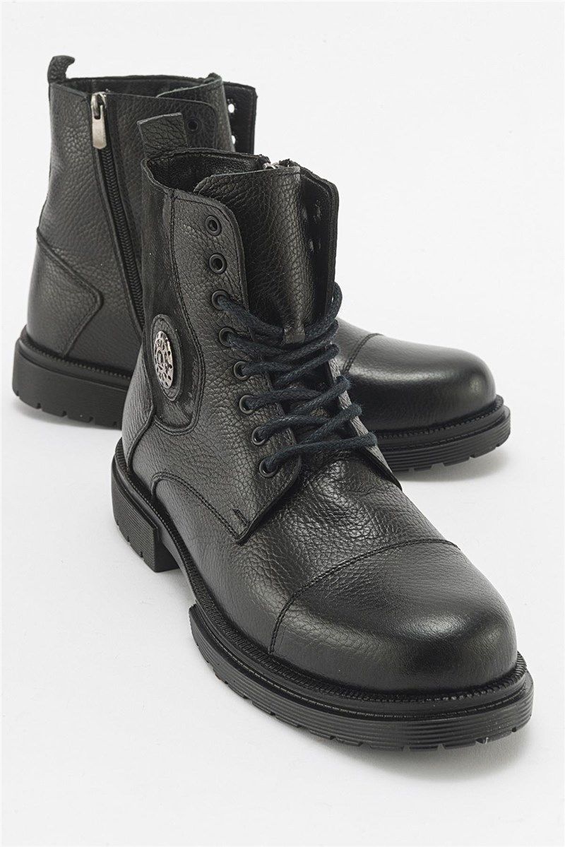Men's Genuine Leather Boots - Black #411563