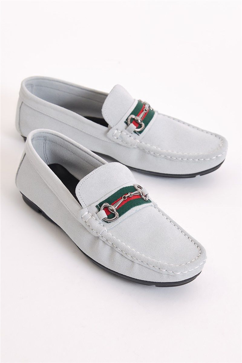 Men's Natural Suede Loafers - White #401246