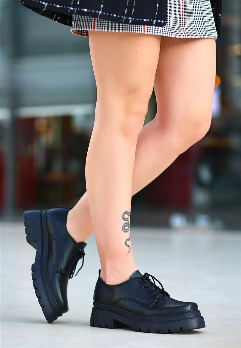 Women's Lace Up Shoes - Black #366780