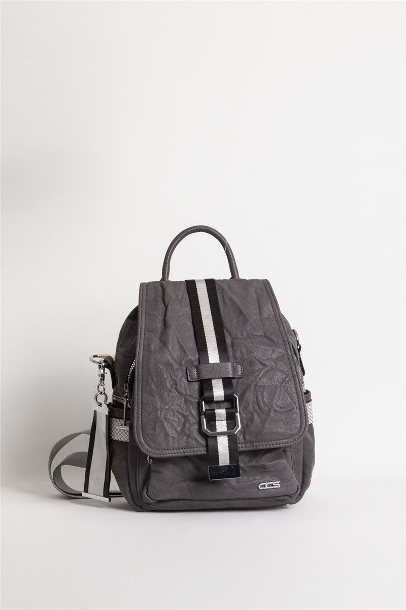 Women's backpack made of natural bag ÇÇS-16627 - Dark gray #333877