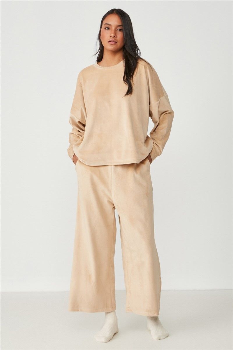 Women's Velvet Pajamas 9076 - Light Beige #364938