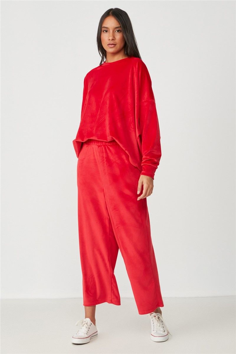 Women's Velvet Pajamas 9076 - Red #364937