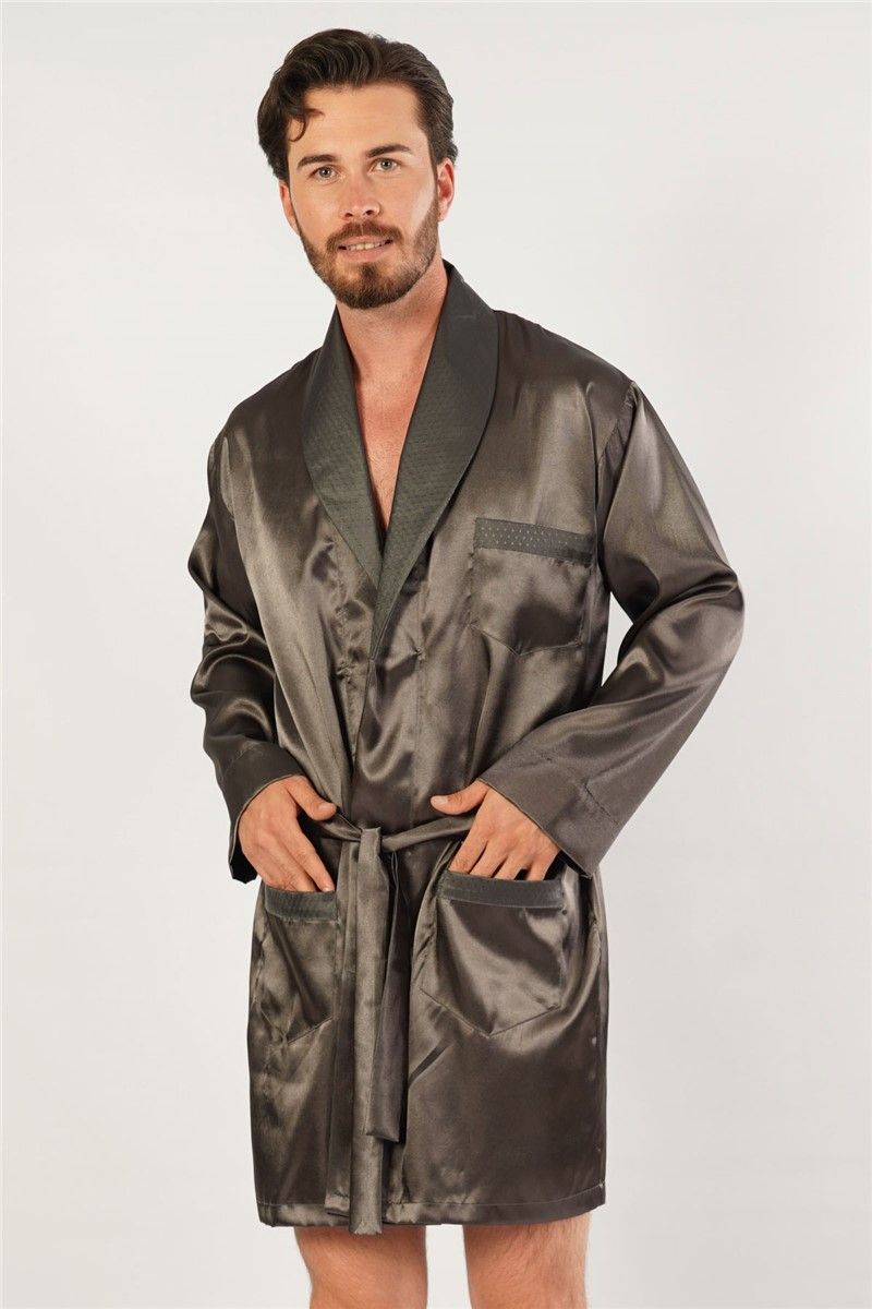 Men's Satin Robe 160950 - Smoke Gray #367853