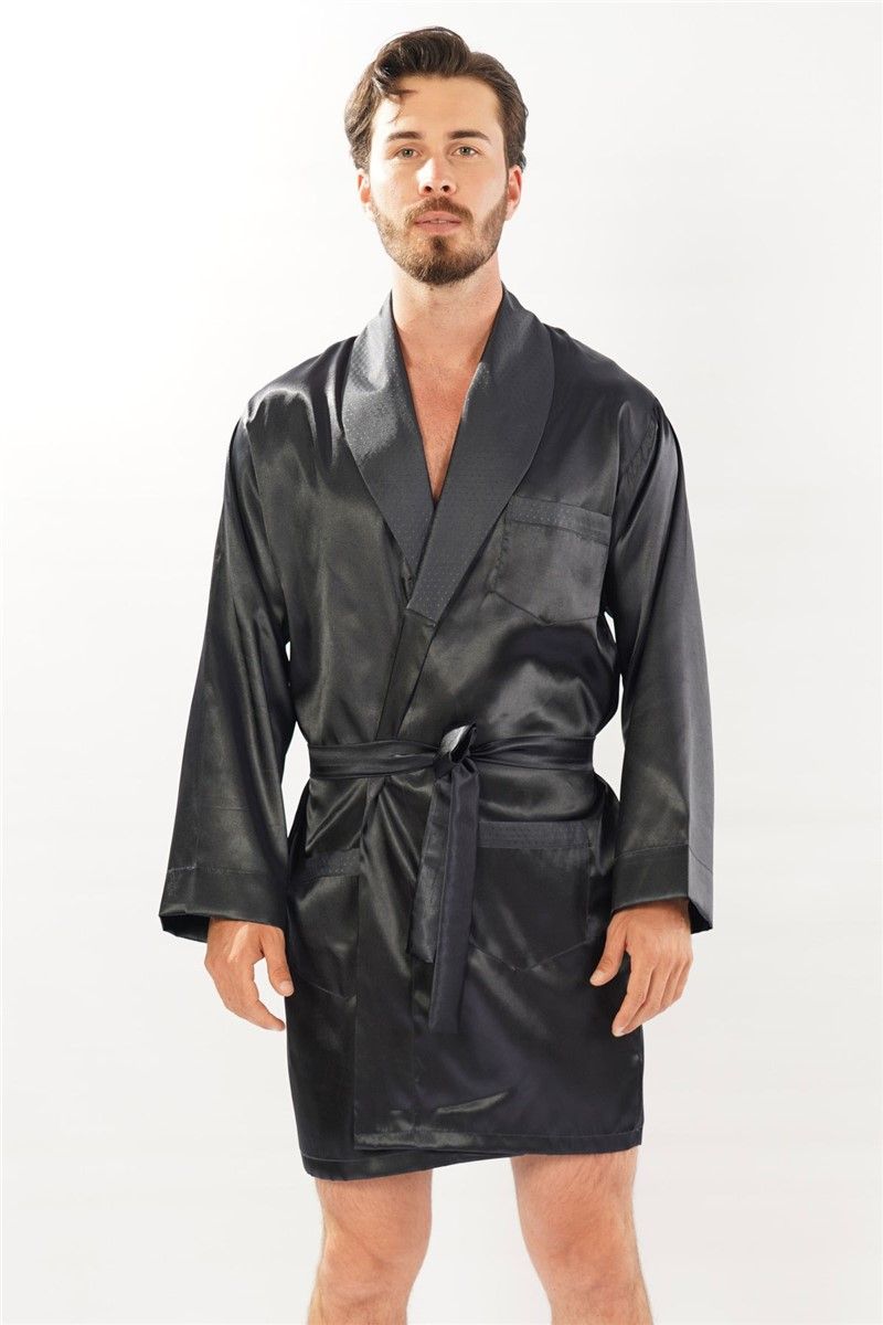 Men's Satin Robe 160950 - Navy Blue #367852