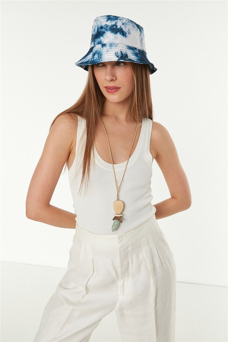 Ženski šešir za plažu Y8073 K-07 - plavo-bijeli #330285