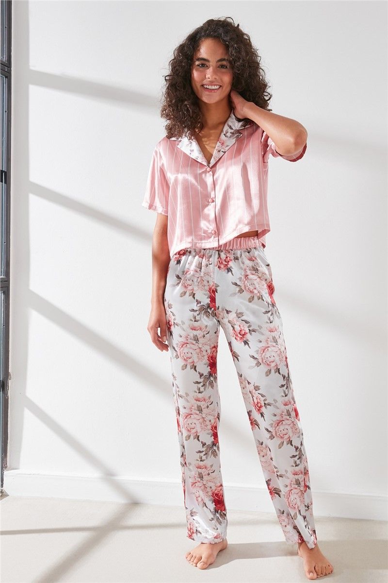 C&City női pizsama 9066 - rózsaszín-ekru #322854